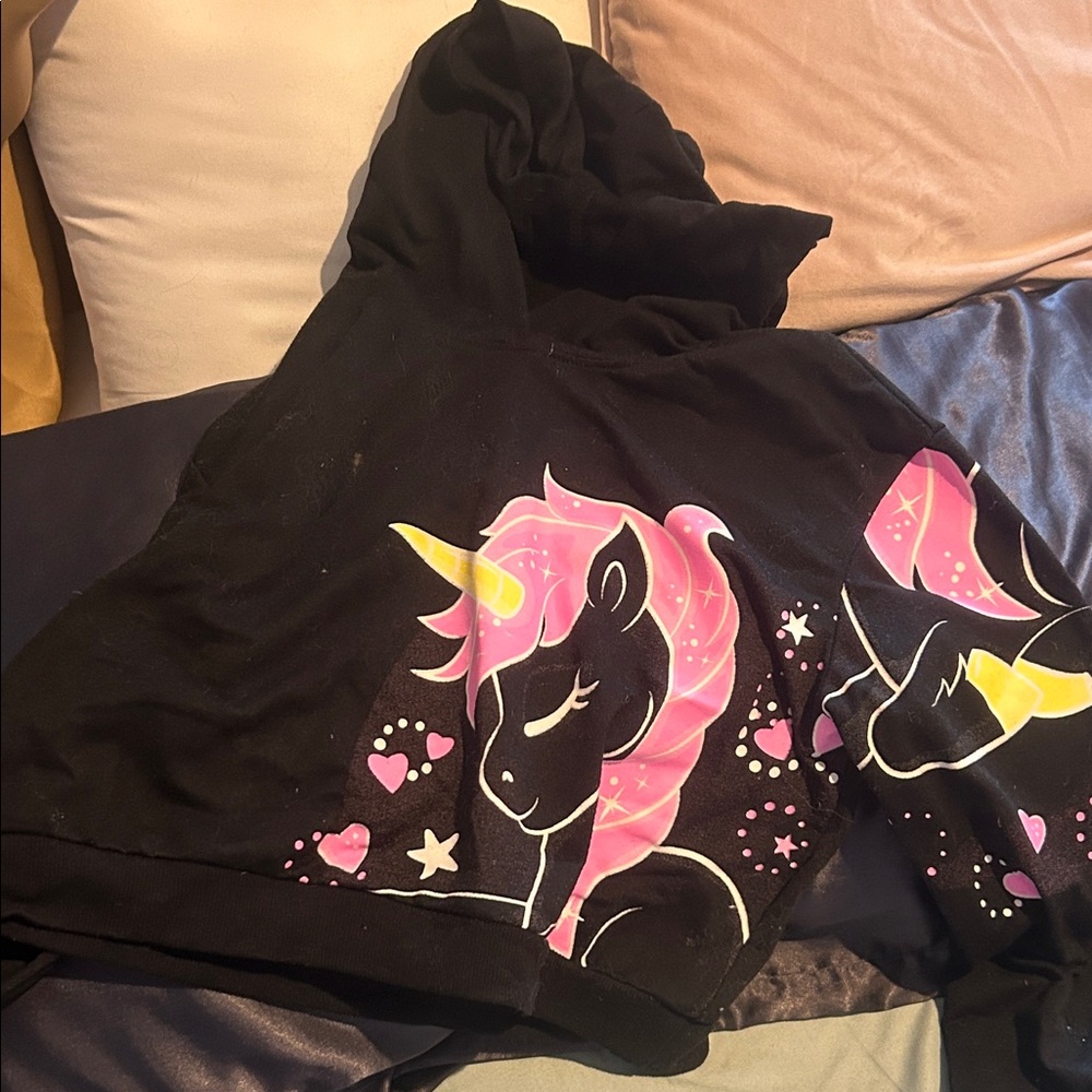 Unicorn Magic Black Kids Hoodie